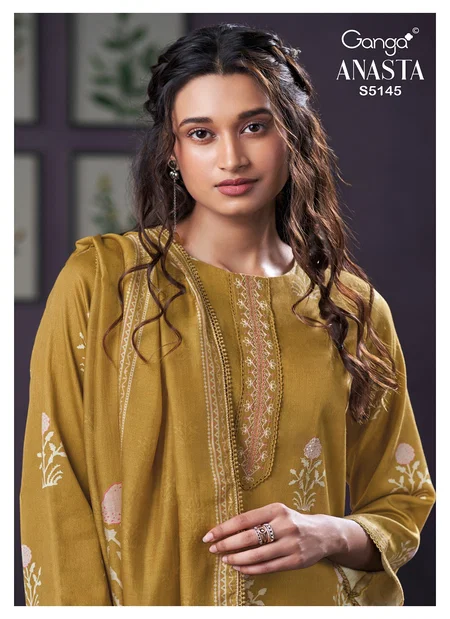 Anasta 5145 By Ganga Cotton Satin Printed Dress Material